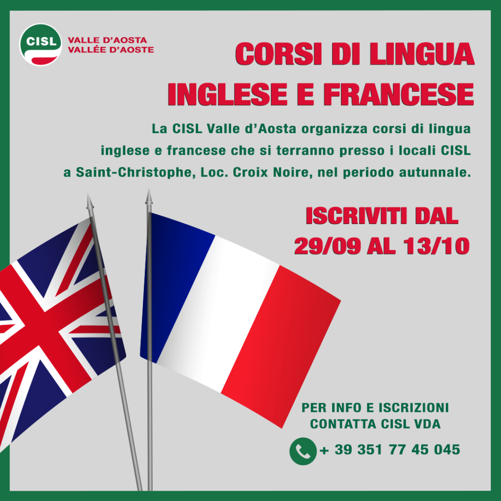 corso francese e inglese - Cisl Valle d'Aosta